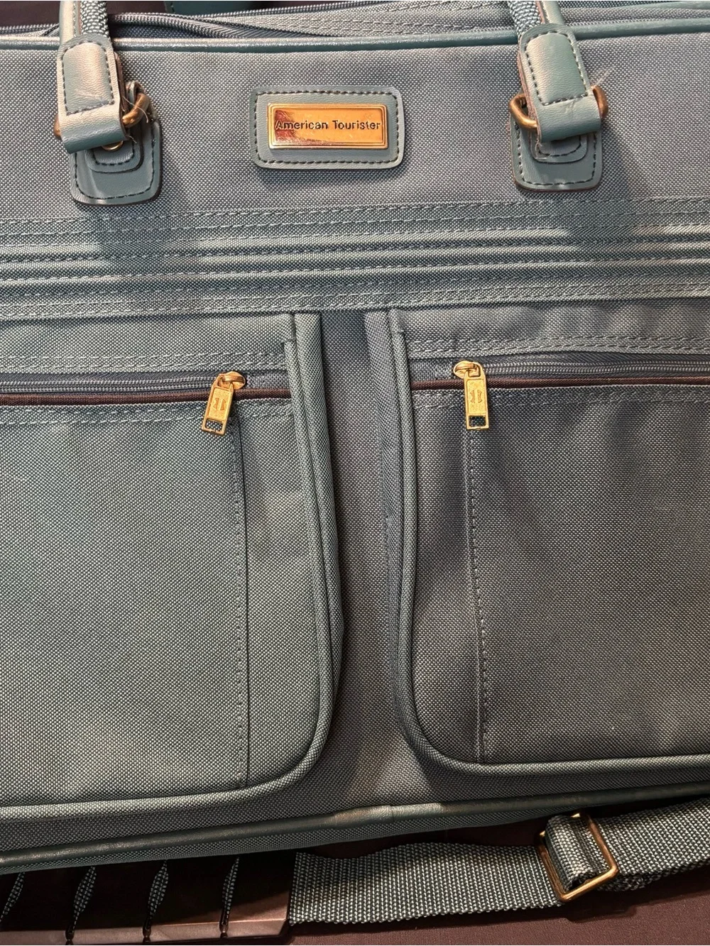 Vintage American Tourister Teal Expandable Travel Luggage Bag